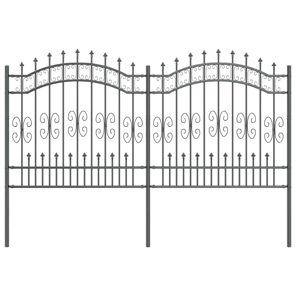 Gartenzaun KAMPEN mit Speerspitze Schwarz 240 x 75 cm Stahl