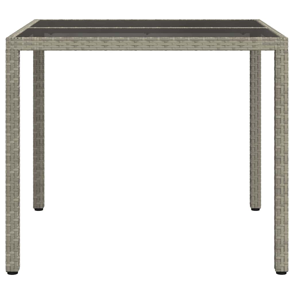 Gartentisch 150x90x75 cm Hartglas und Poly Rattan Grau