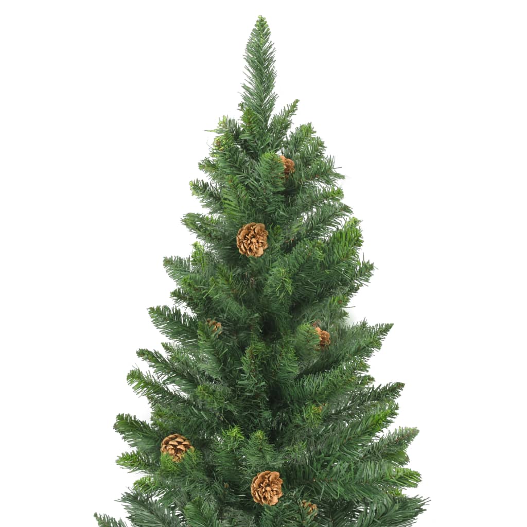 Künstlicher Weihnachtsbaum mit Beleuchtung & Zapfen Grün 210 cm