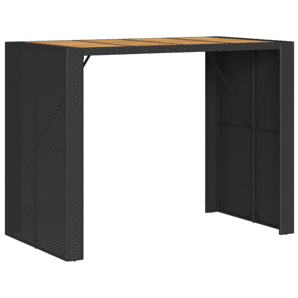 Garten-Bartisch mit Holzplatte Schwarz 105x80x110 cm Polyrattan