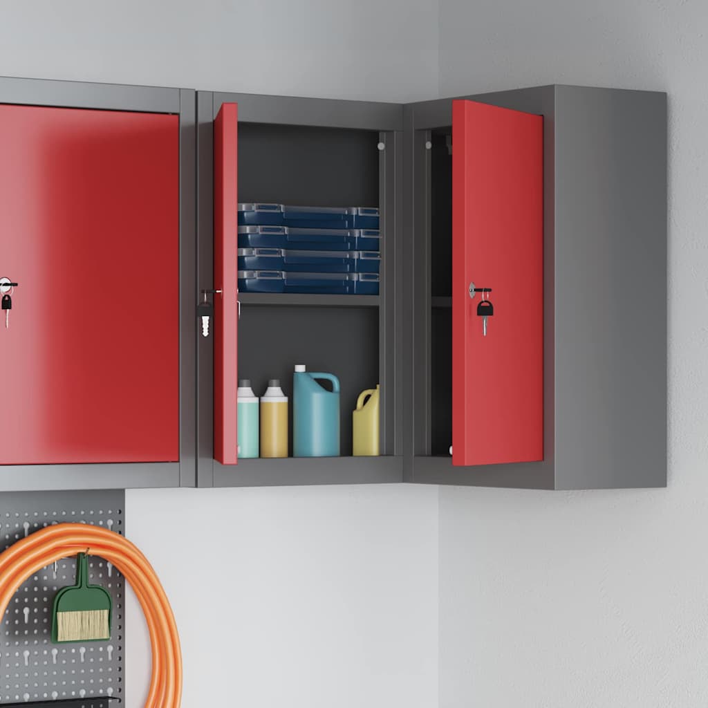 Werkzeugschrank mit Regal Schwarz und Grau 55 x 55 x 55 cm