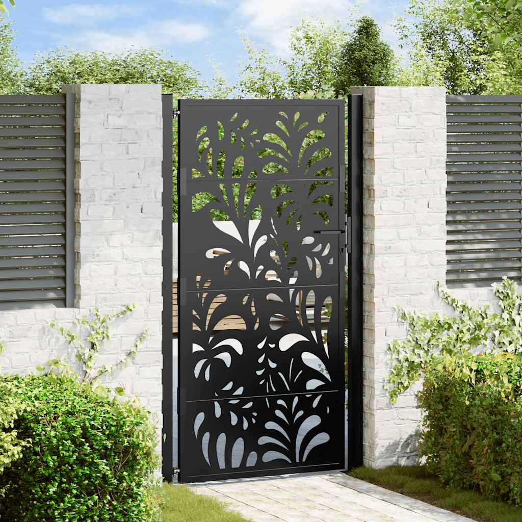 Gartentor Schwarz 100x100 cm Stahl Lichtdesign