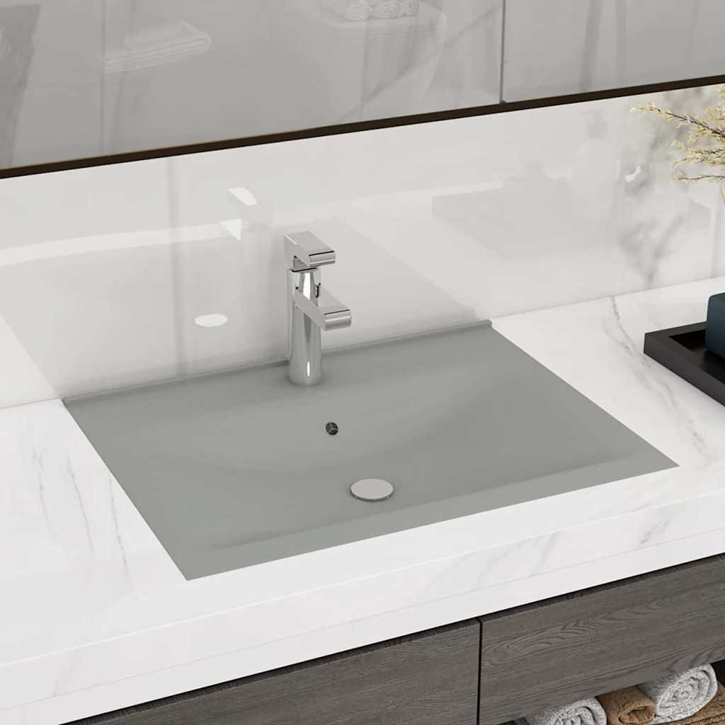 Luxus-Waschbecken mit Hahnloch Matt-Weiß 60x46 cm Keramik