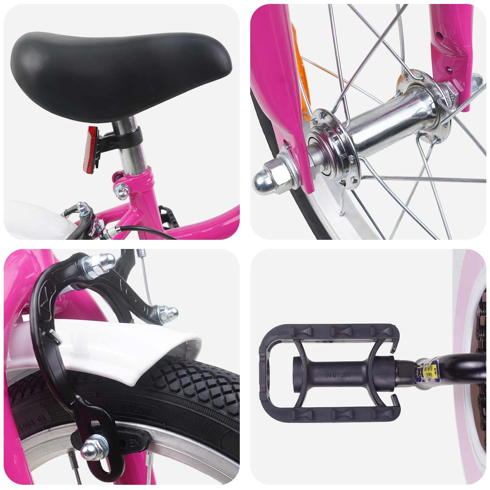 Kinderfahrrad 12 Zoll für 2-4 Jahre alt Pink Weiß