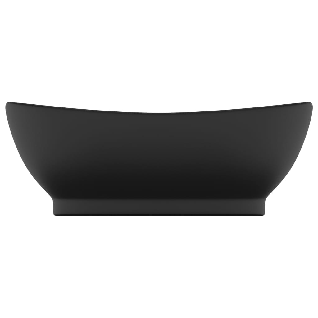 Luxus-Waschbecken Überlauf Oval Matt-Weiß 58,5x39 cm Keramik