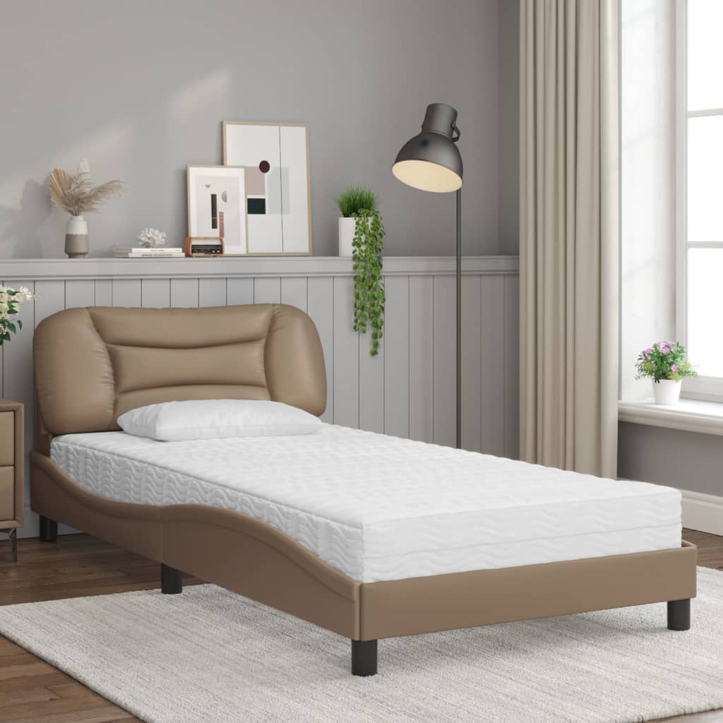 Bett mit Matratze "Hvar" Schwarz 80x200 cm Kunstleder