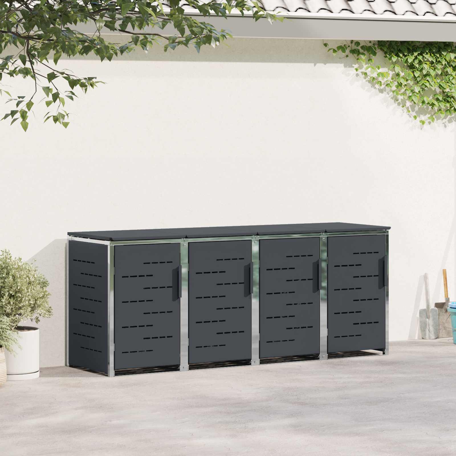 Mülltonnenbox for 2 Bins 240L Edelstahl Schwarz