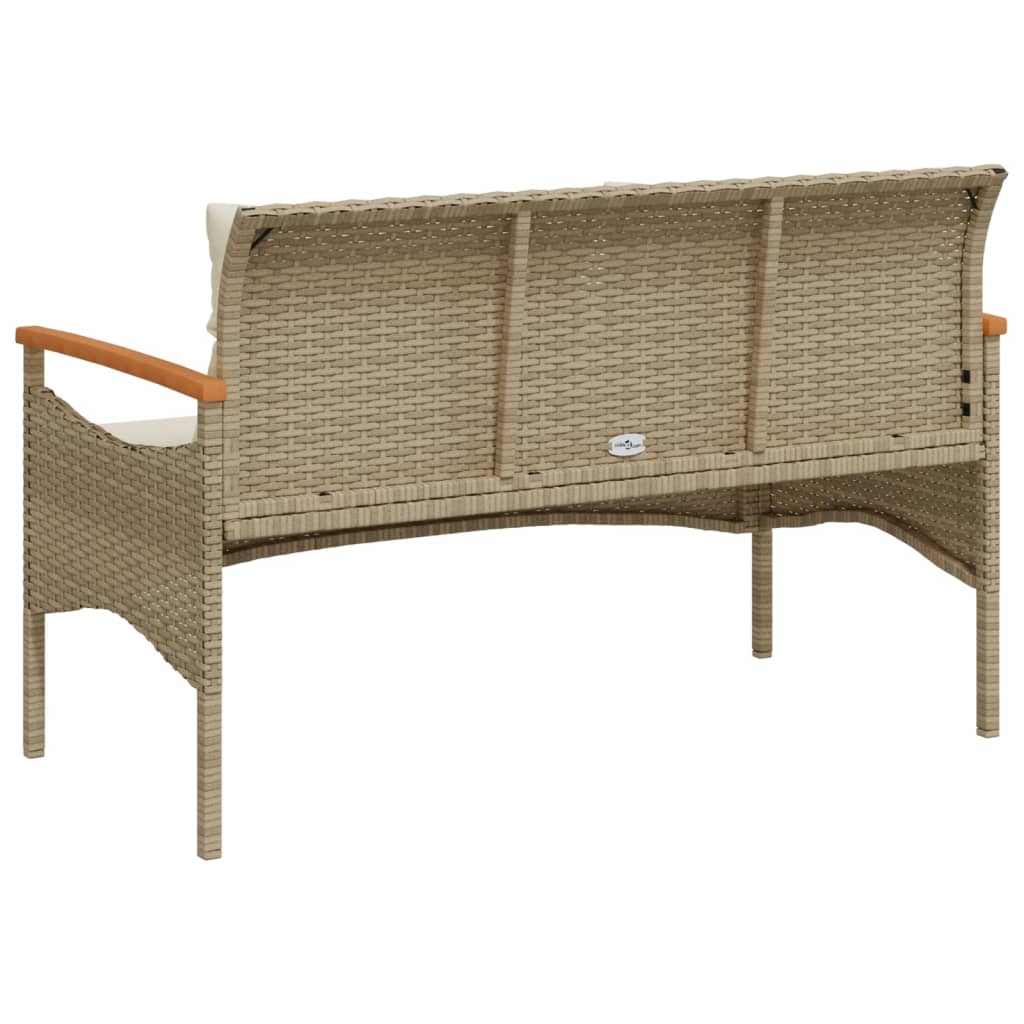 Gartenbank mit Kissen 116x62,5x74 cm Schwarz Poly Rattan