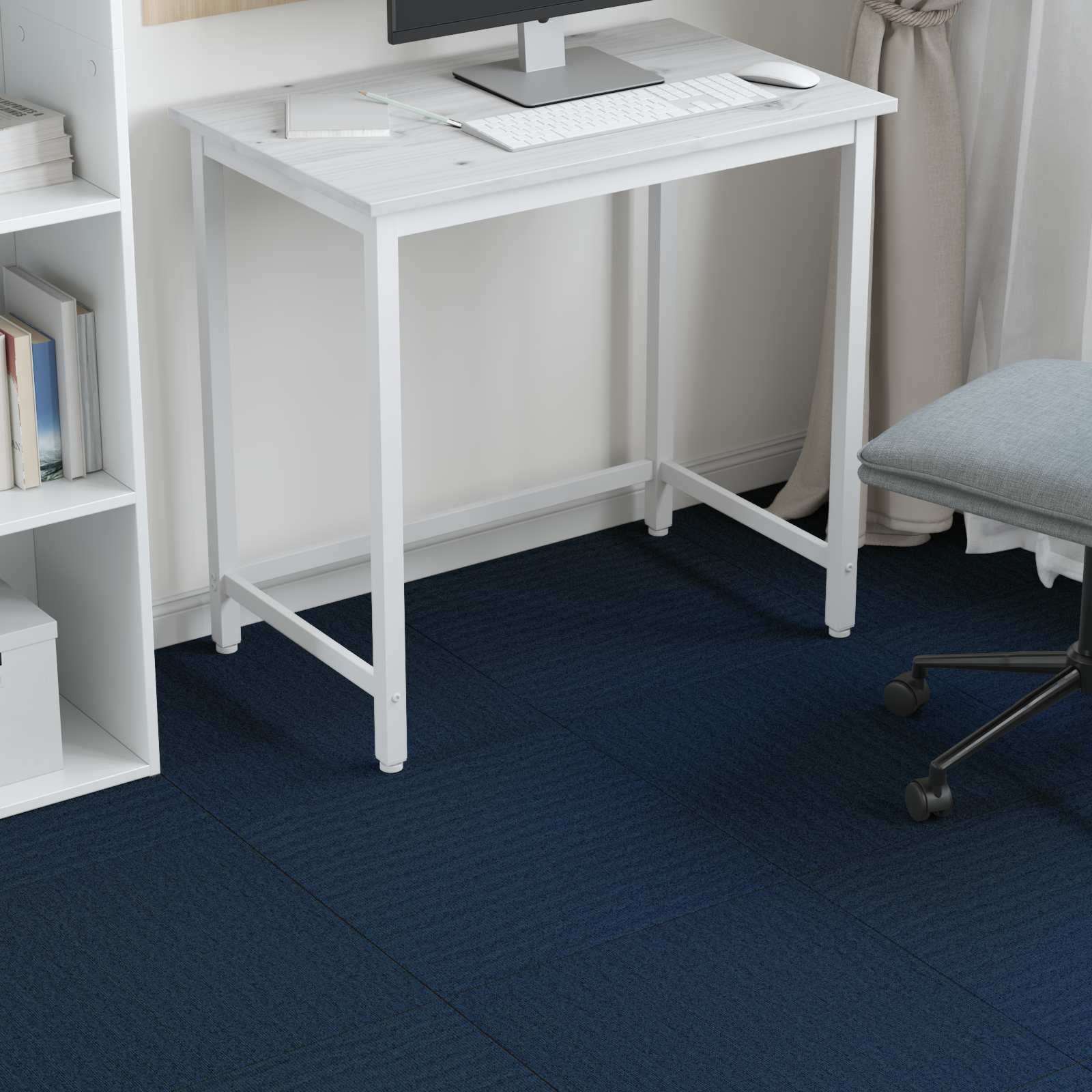 Teppichfliese Hellgrau mit Streifen 50 x 50 cm 4 pcs