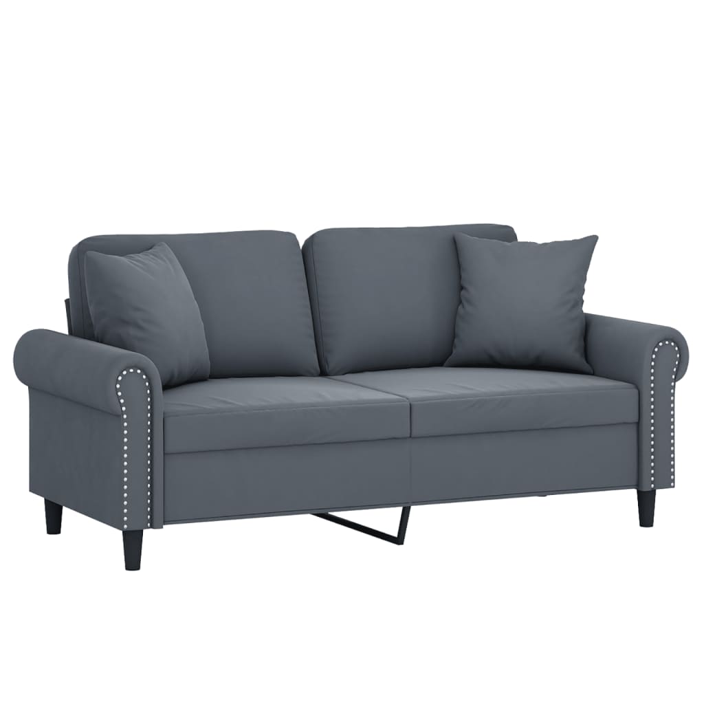 2-Sitzer-Sofa mit Zierkissen Dunkelgrün 120 cm Samt