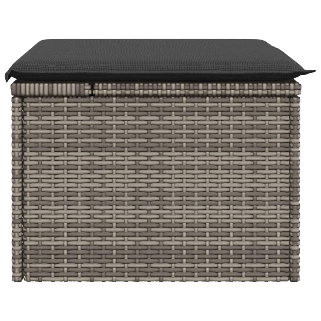 Gartenhocker mit Kissen Schwarz 55x55x37 cm Poly Rattan