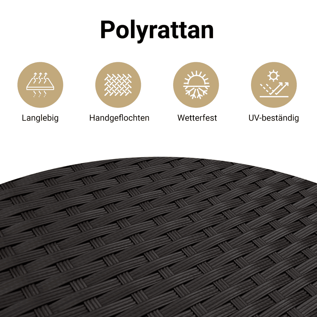 10-teiliges Gartensofa-Set mit Kissen, schwarzes Polyrattan