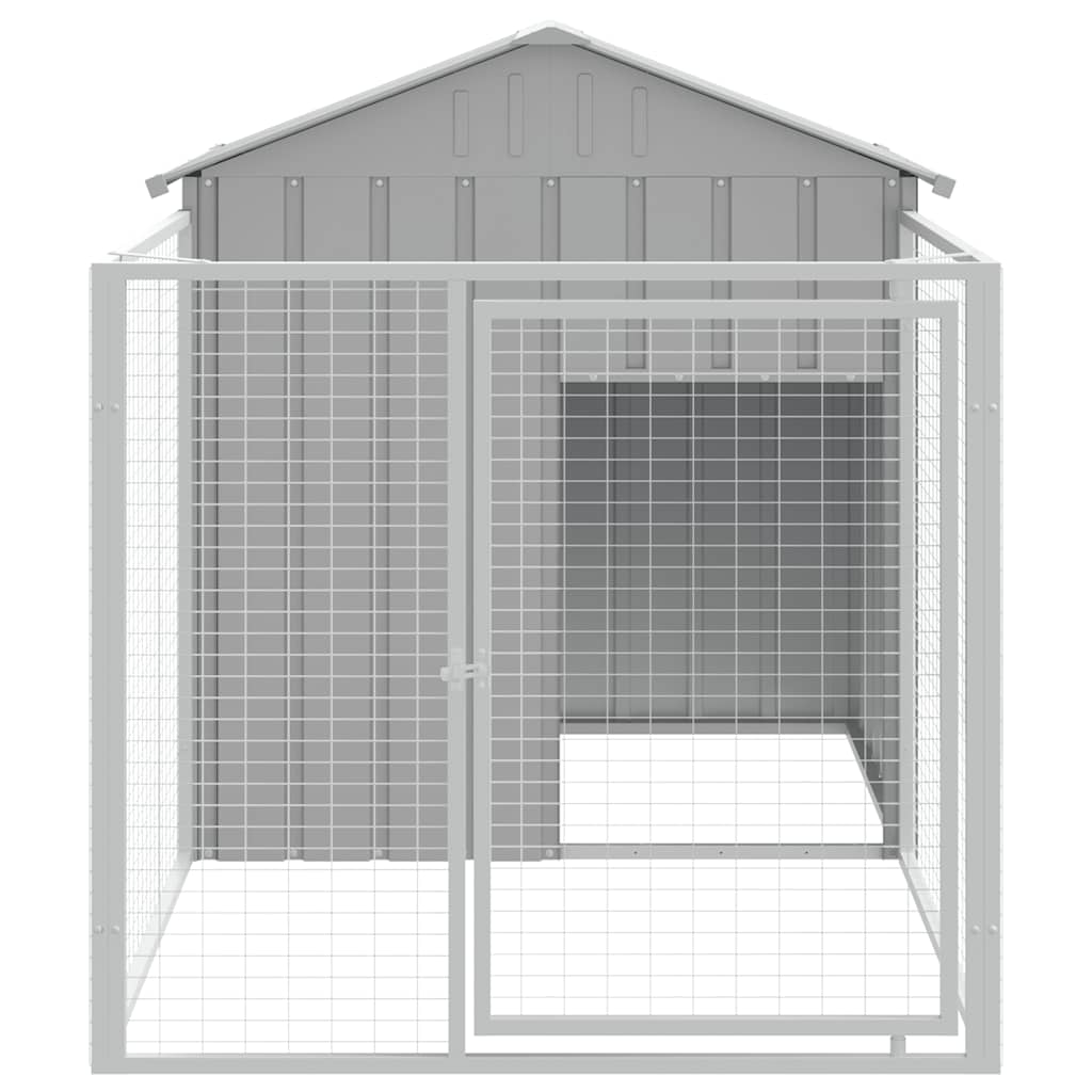 Hundehütte mit Auslauf Anthrazit 117x201x123cm Verzinkter Stahl