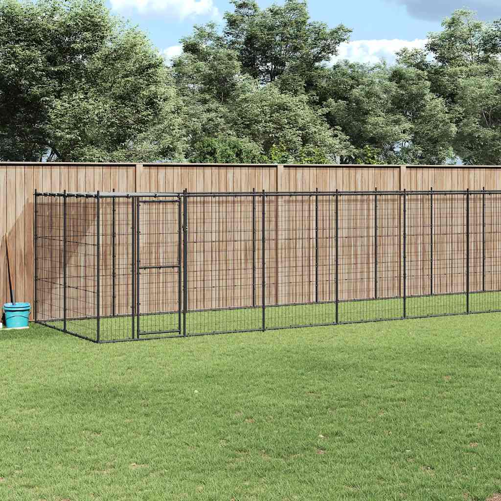 Outdoor-Hundezwinger mit Überdachung Stahl 7,26 m²
