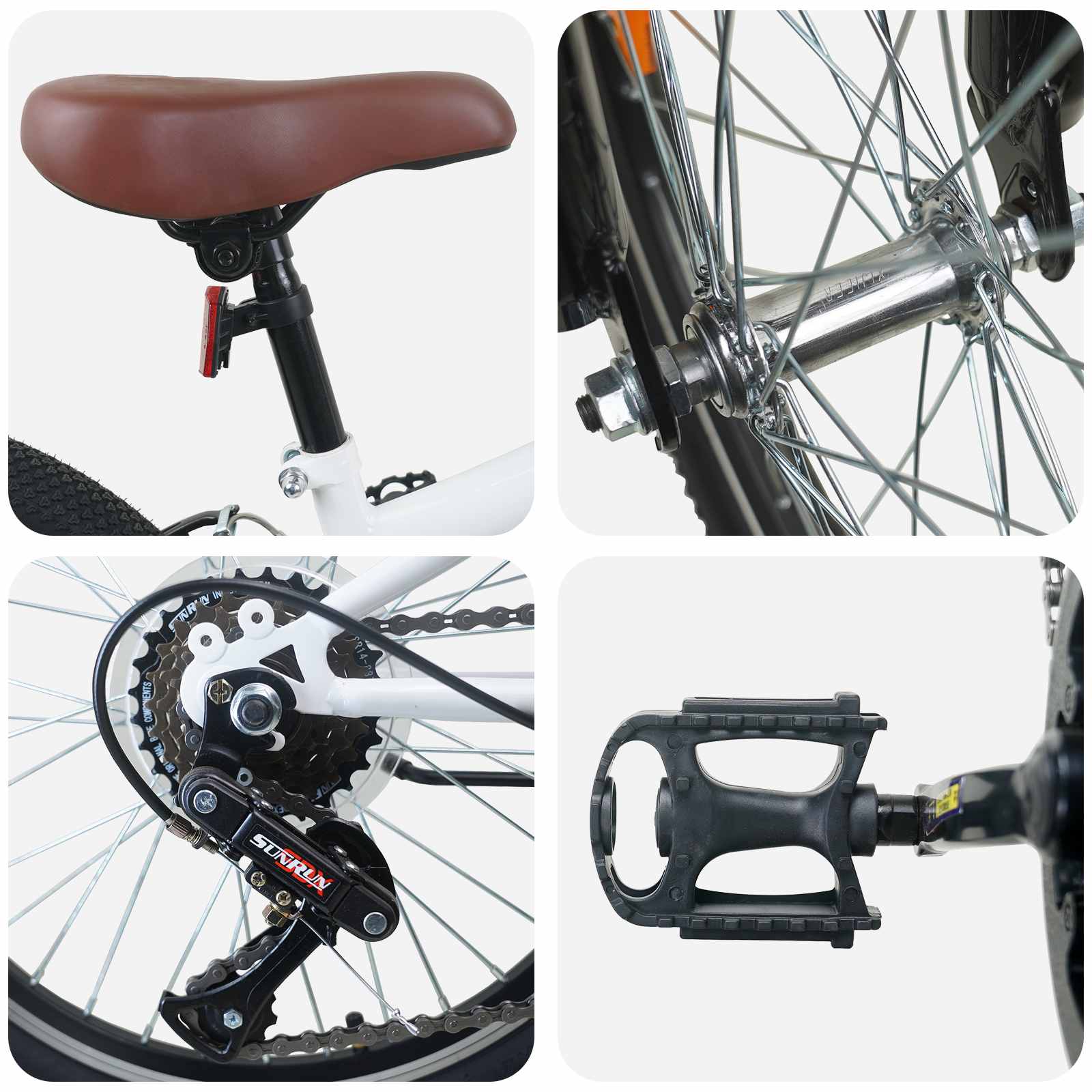 Mountainbike 20 Zoll 6-Geschwindigkeit für 5-8 Jahre alt Weiß