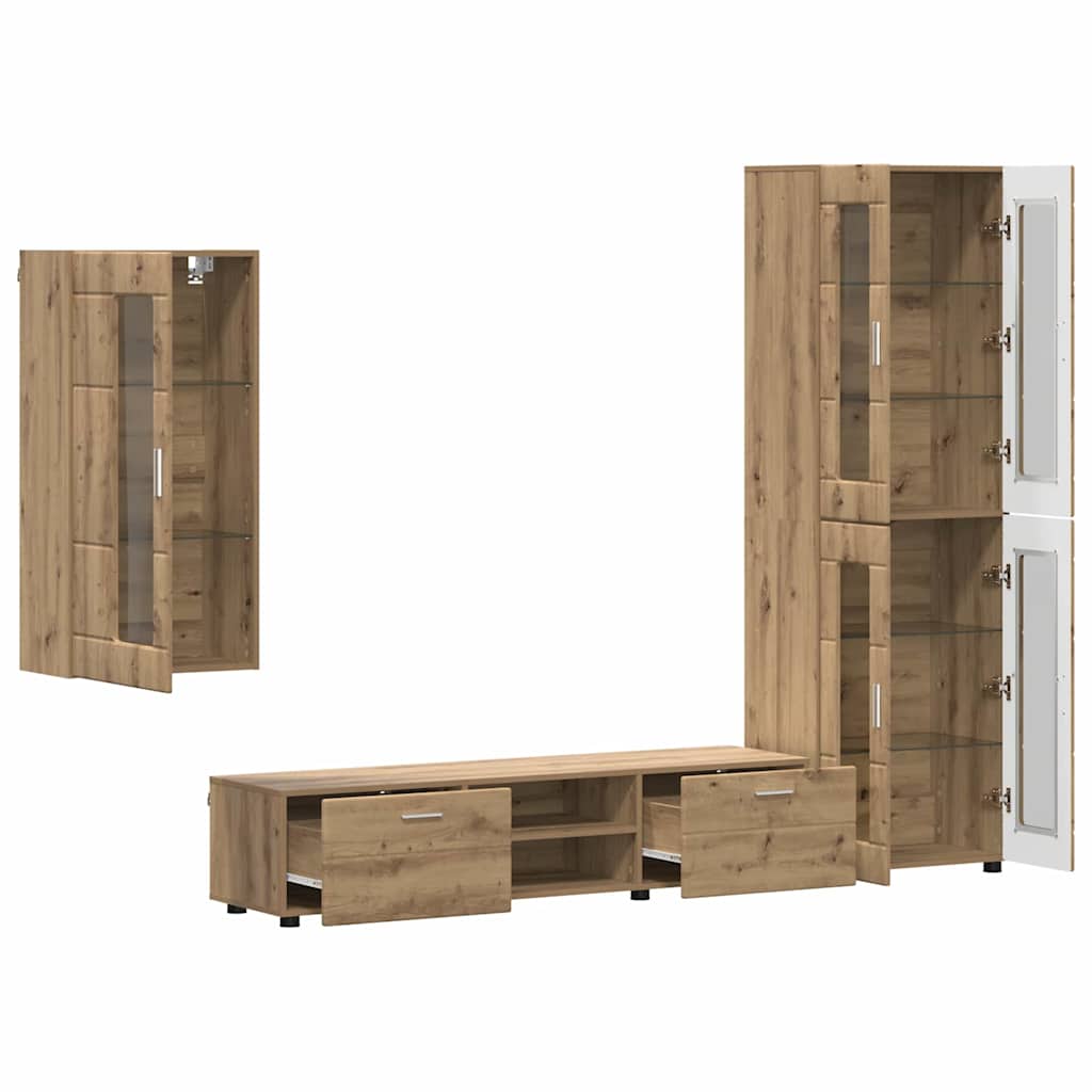 Highboard mit Regal FLORIN Weiß 60 x 35 x 182 cm Holzwerkstoff