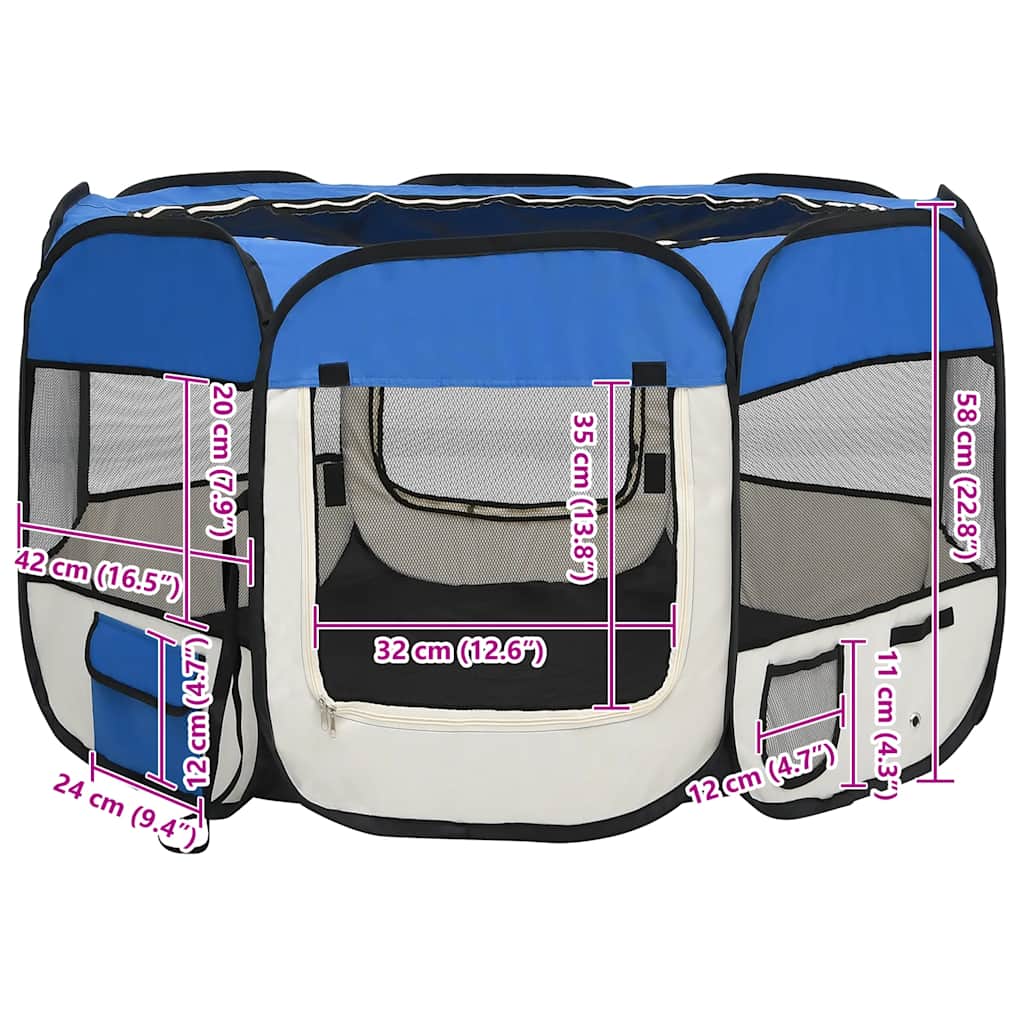 Faltbarer Welpenlaufstall mit Tragetasche Schwarz 90x90x58 cm