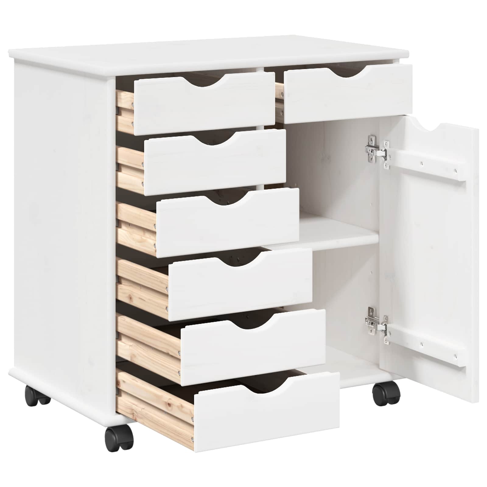 Rollschrank Honigbraun 63,5 x 39 x 65,5 cm Massivholz Kiefer