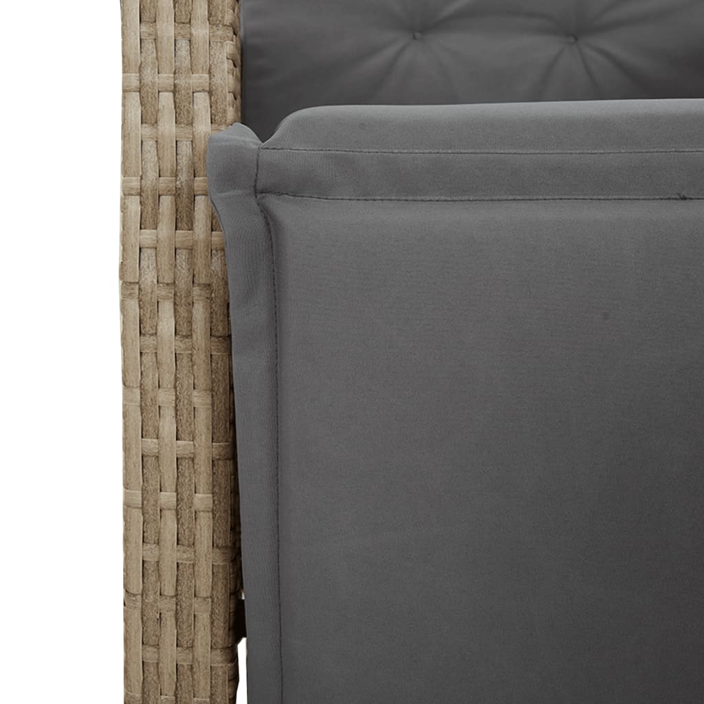 Gartensessel Verstellbar mit Kissen Schwarz Poly Rattan