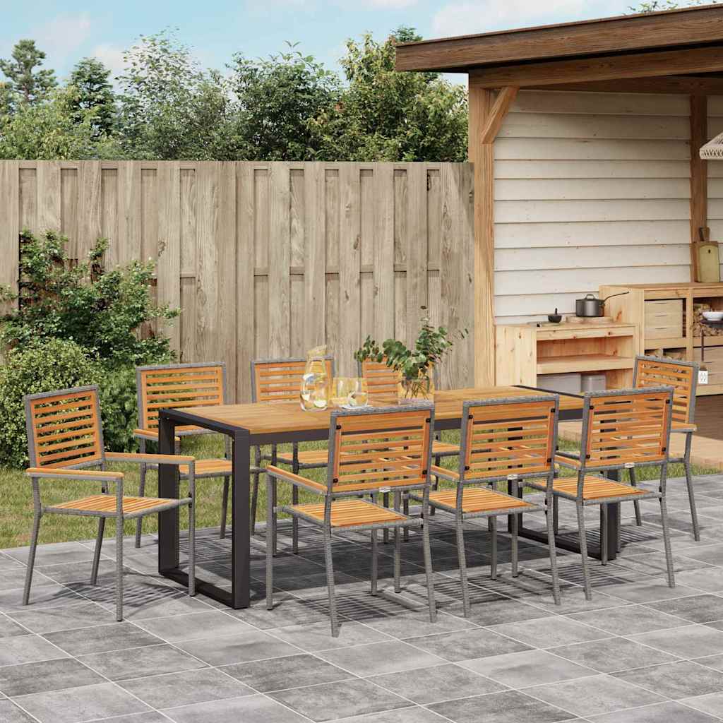 Garten Essgruppe 5 pcs Schwarz und Braun Poly-Rattan