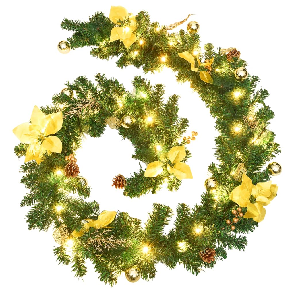 Weihnachtsgirlande mit LED-Lichtern Grün 2,7 m PVC