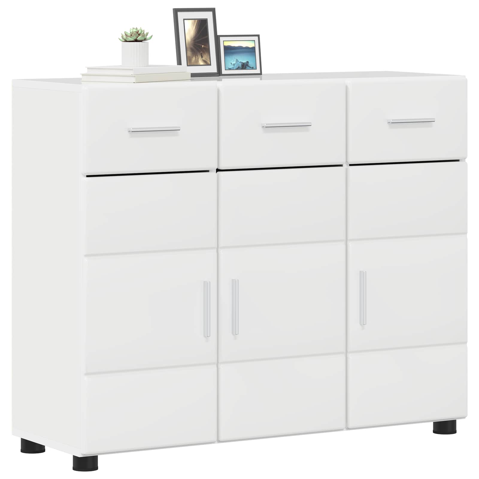 Highboard mit Regal FLORIN Weiß 60 x 35 x 182 cm Holzwerkstoff