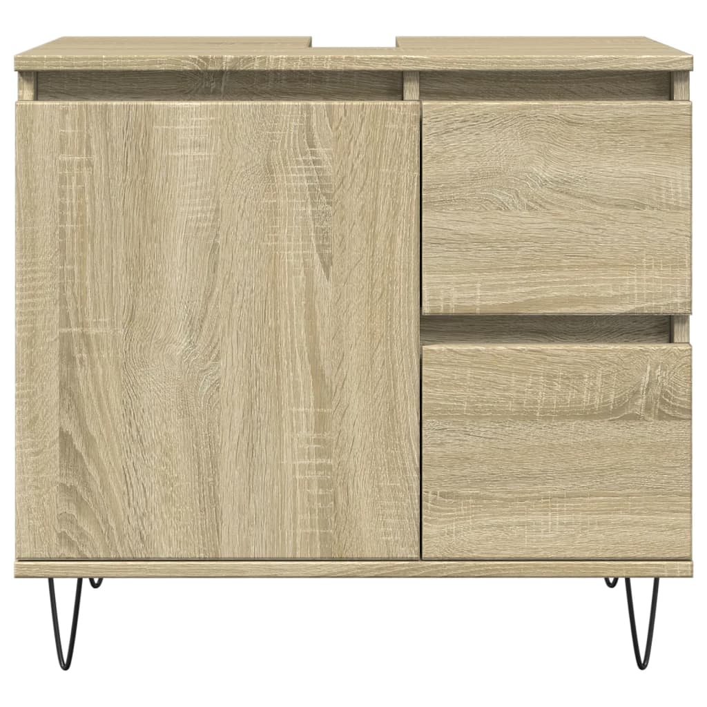 3-tlg. Badmöbel-Set Räuchereiche Holzwerkstoff