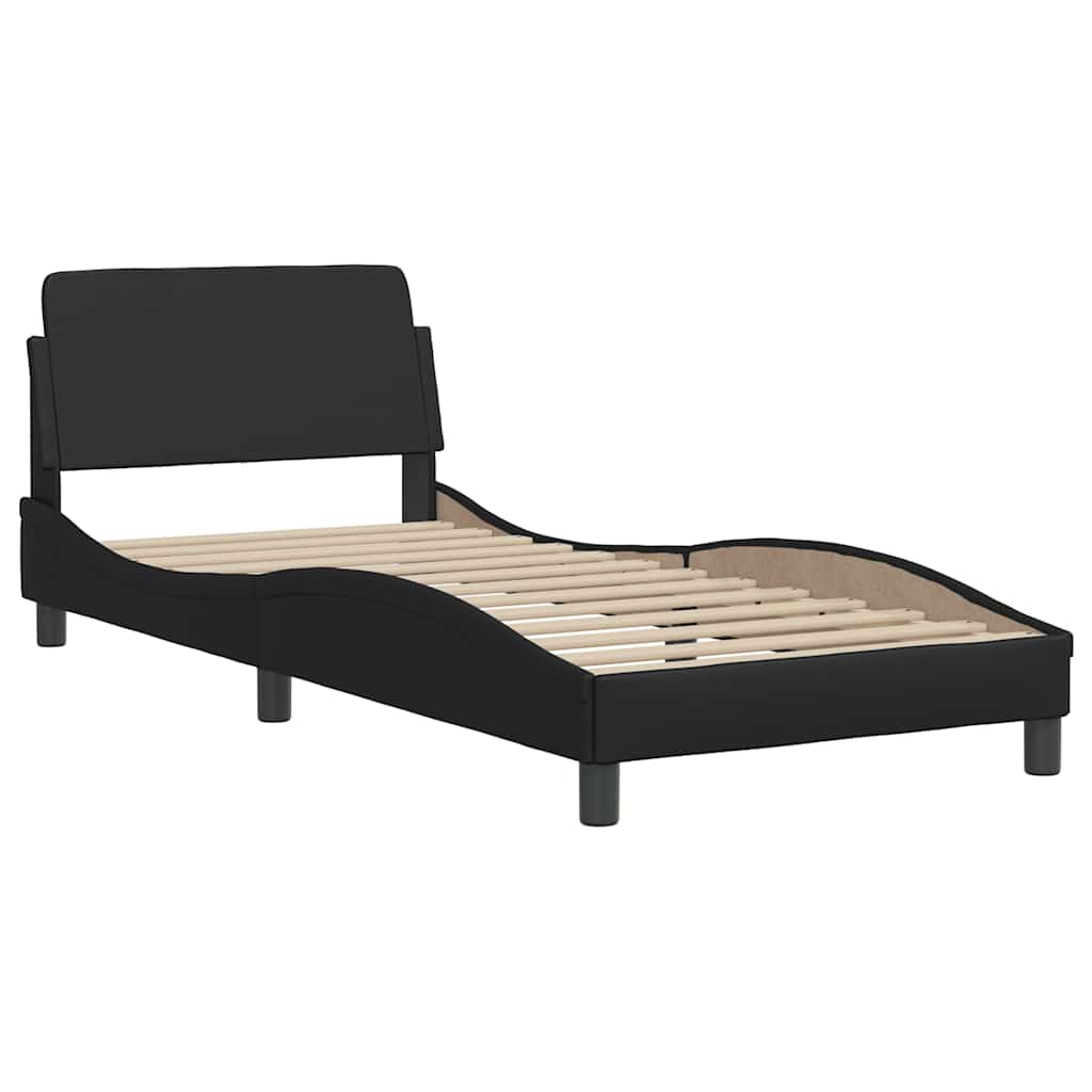 Bettgestell Dover Schwarz-Weiß 90x190 cm Kunstleder