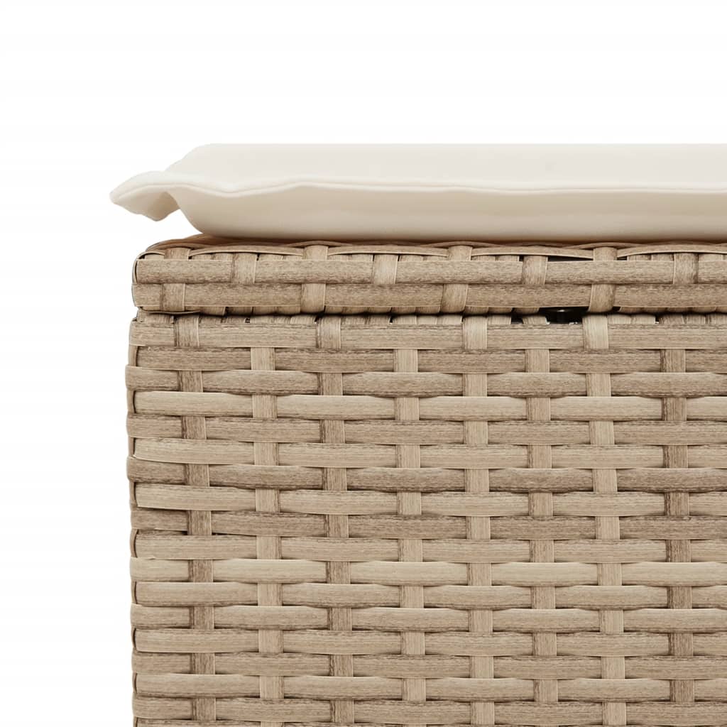 Gartenhocker mit Kissen Schwarz 55x55x37 cm Poly Rattan