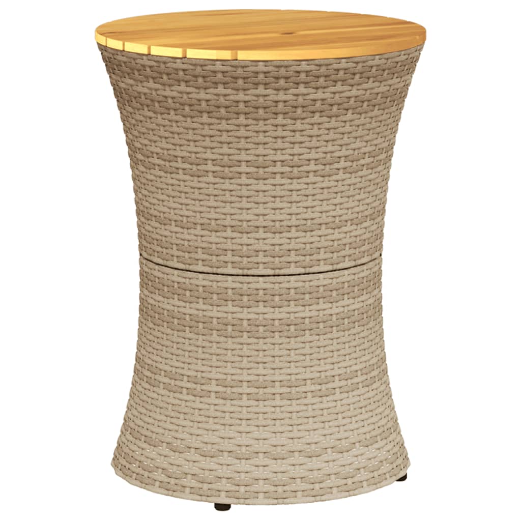Garten-Beistelltisch Trommelform Schwarz Poly Rattan Massivholz