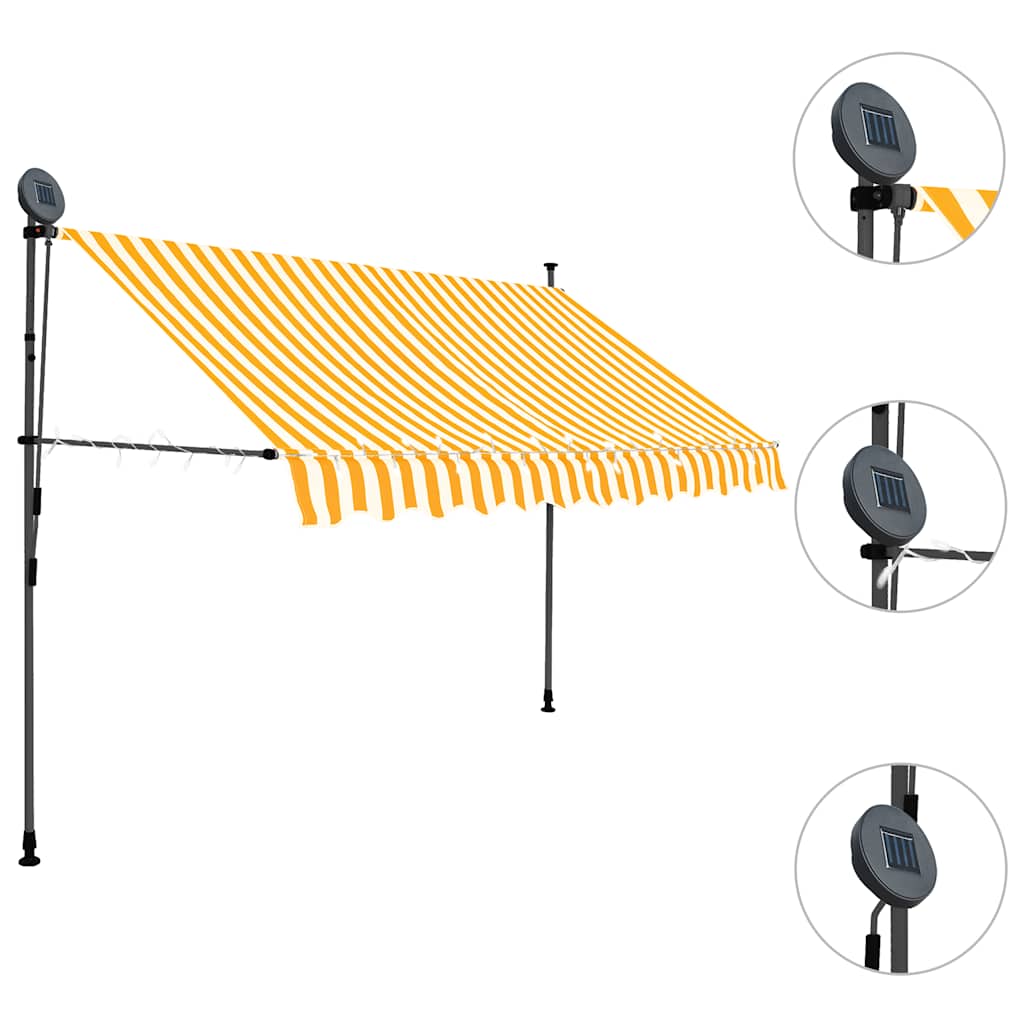 Einziehbare Markise Handbetrieben mit LED 100 cm Blau und Weiß
