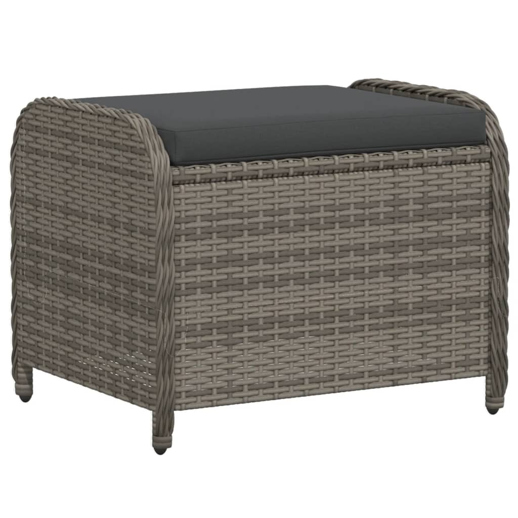 Gartenhocker mit Kissen Schwarz 58x46x46 cm Poly Rattan