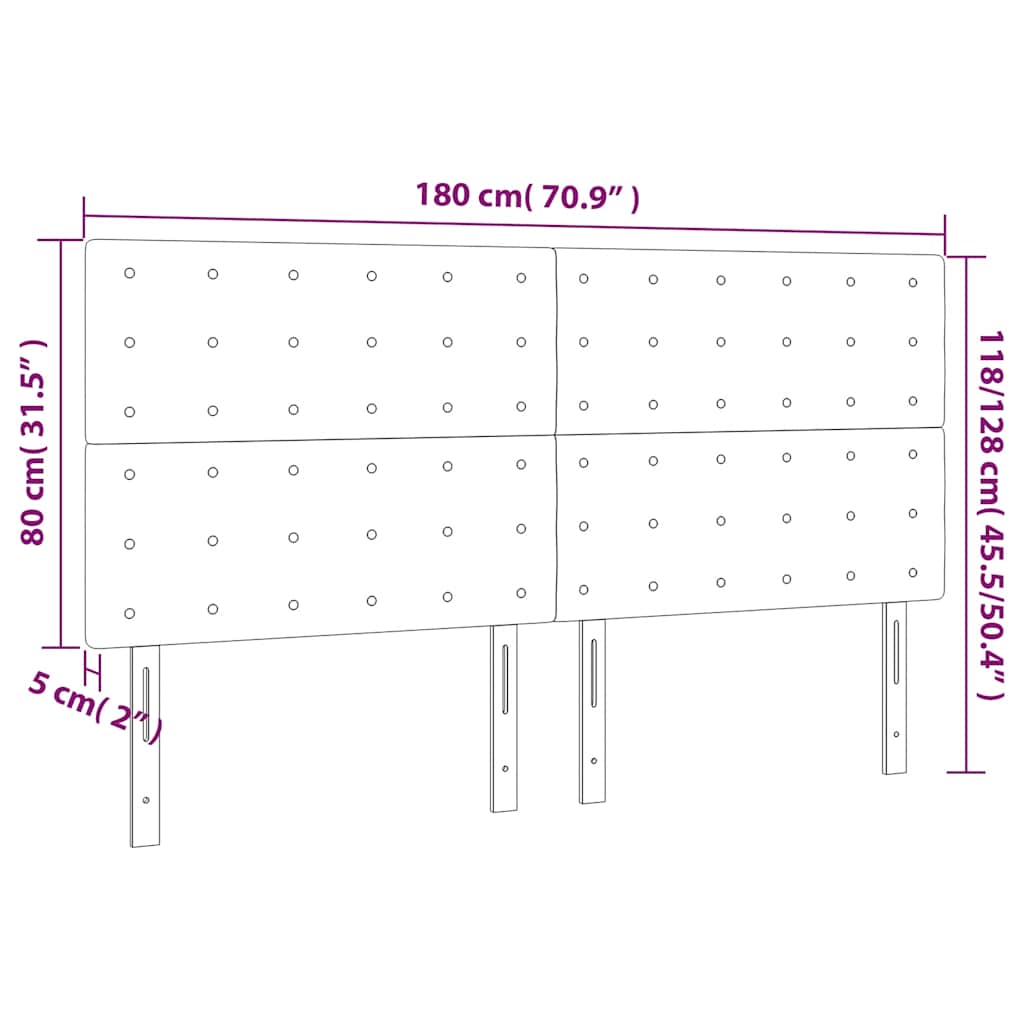 Kopfteil Hellgrau 80x5x118/128 cm Samt