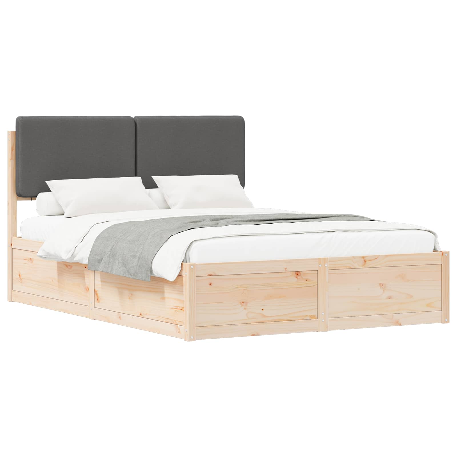 Bettgestell mit gepolstertem Kopfteil Hellgrau 200 x 200 cm