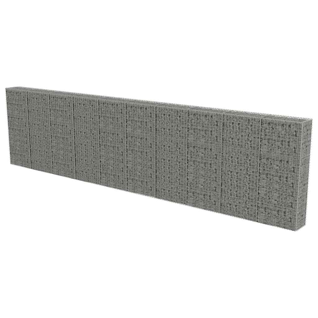 Gabionenwand mit Abdeckung Verzinkter Stahl 20×20×100 cm