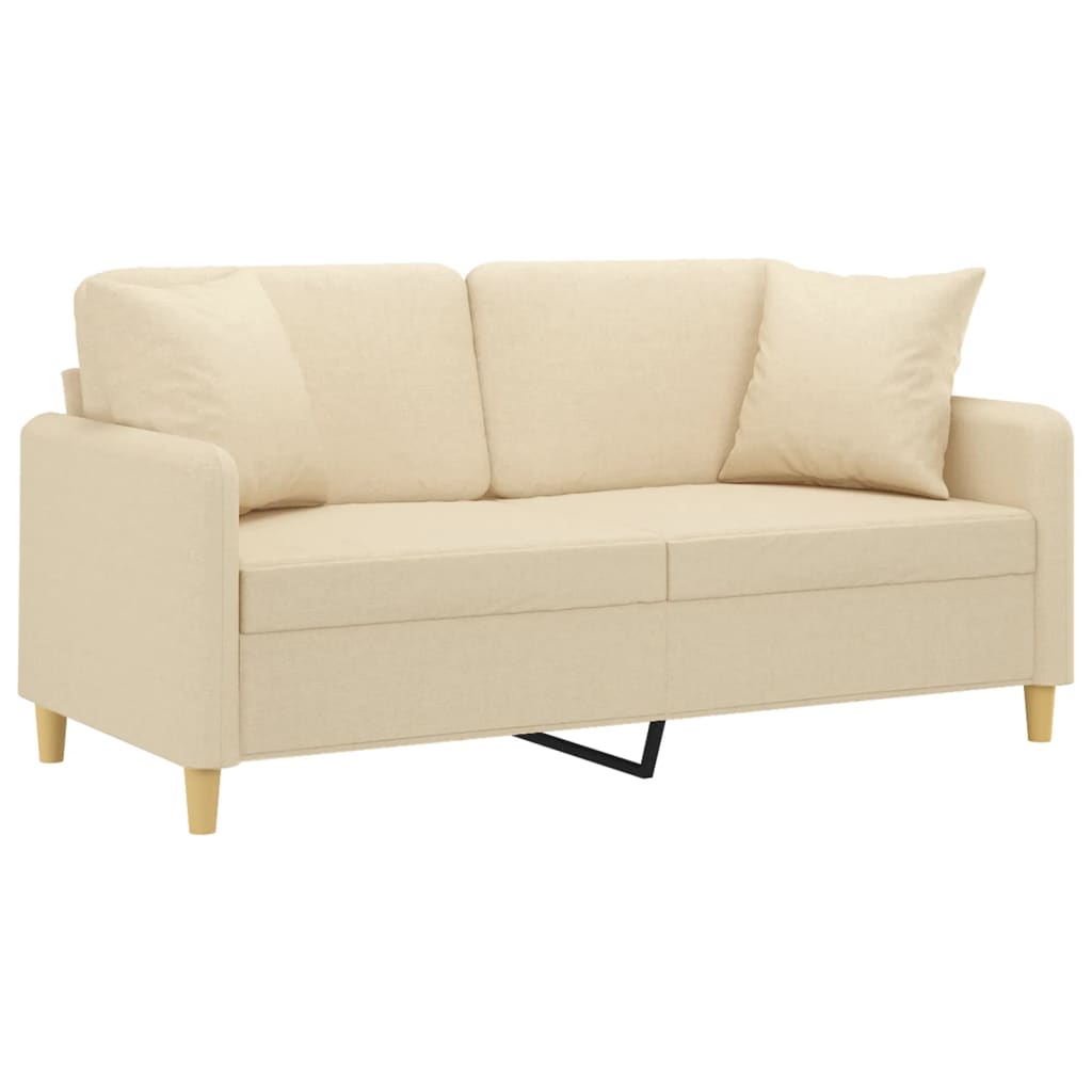 2-Sitzer-Sofa mit Zierkissen Braun 120 cm Stoff