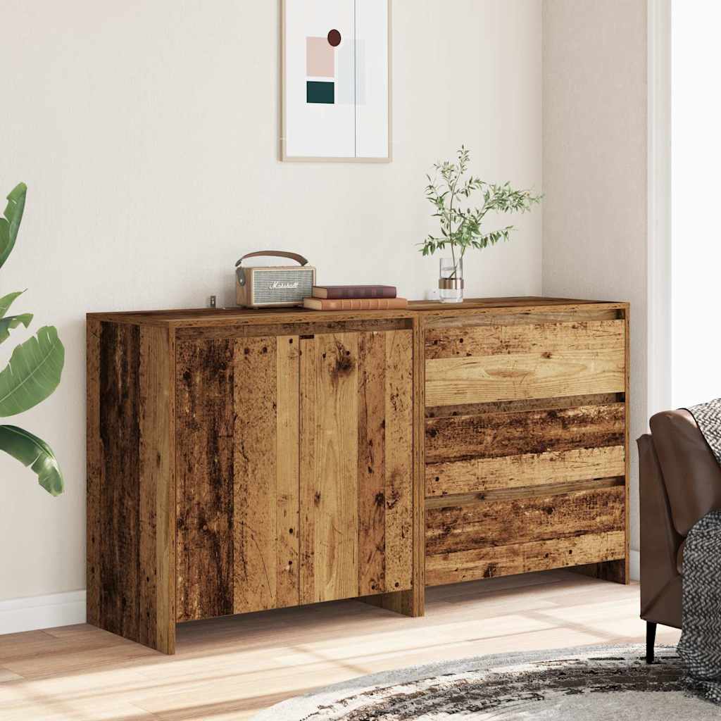 2-tlg. Sideboard Weiß Holzwerkstoff