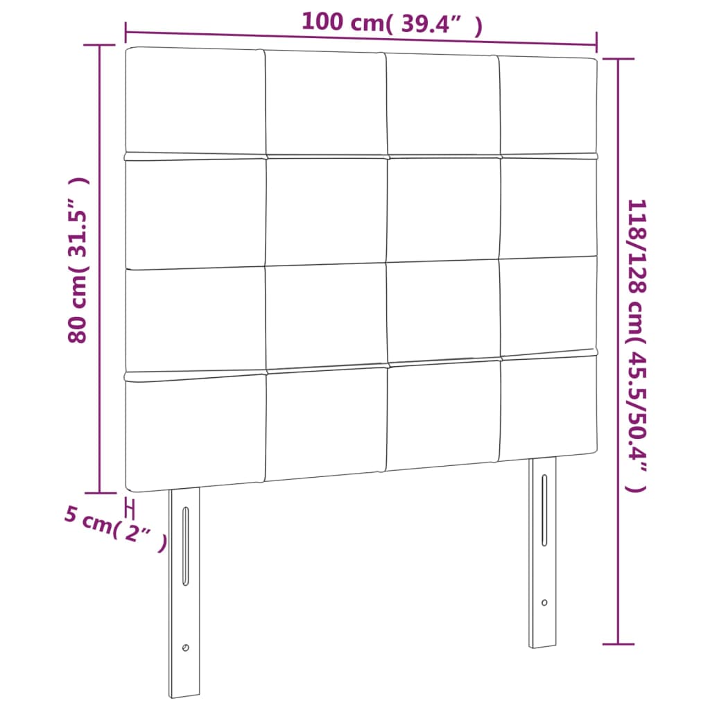 Kopfteil Hellgrau 80x5x118/128 cm Samt