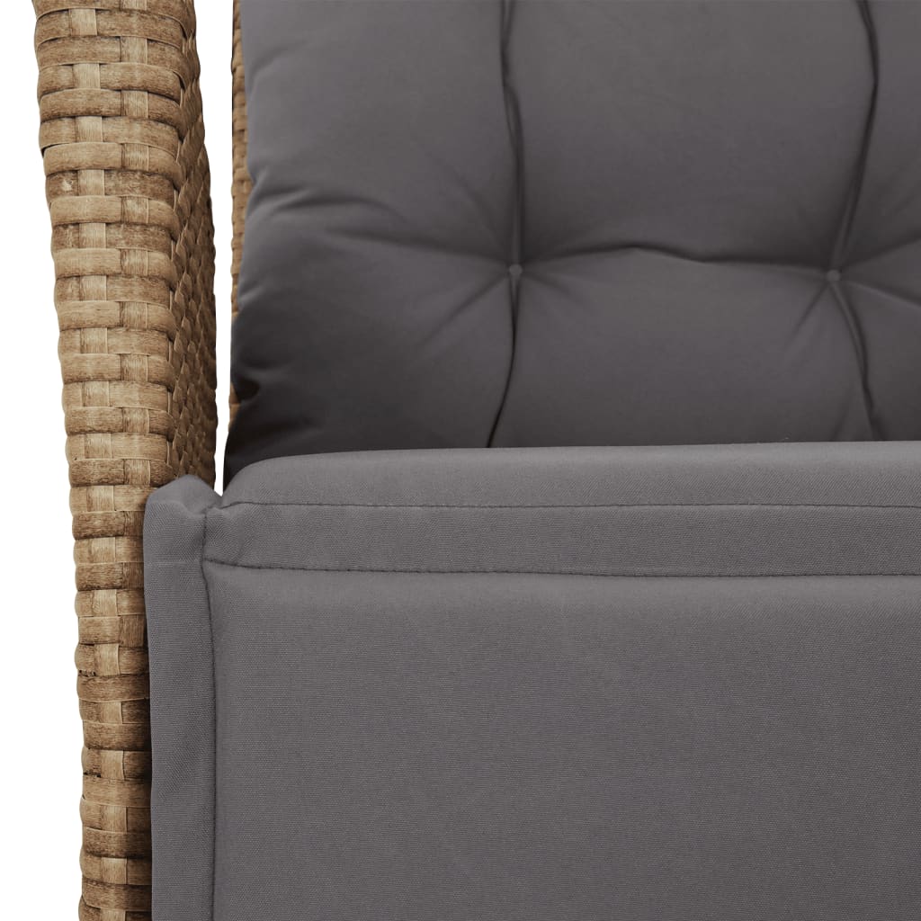 Gartensessel Verstellbar mit Kissen Schwarz Poly Rattan