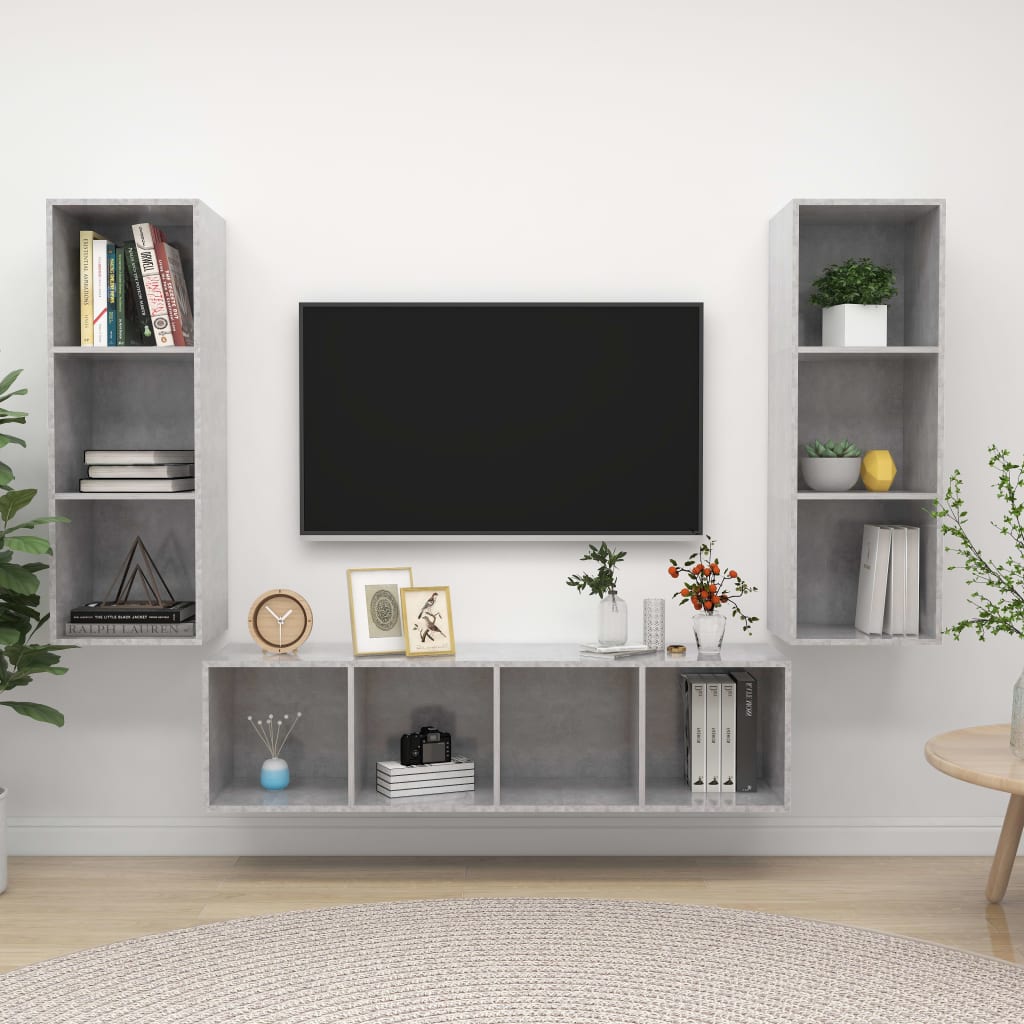3-tlg. TV-Schrank-Set Weiß Holzwerkstoff