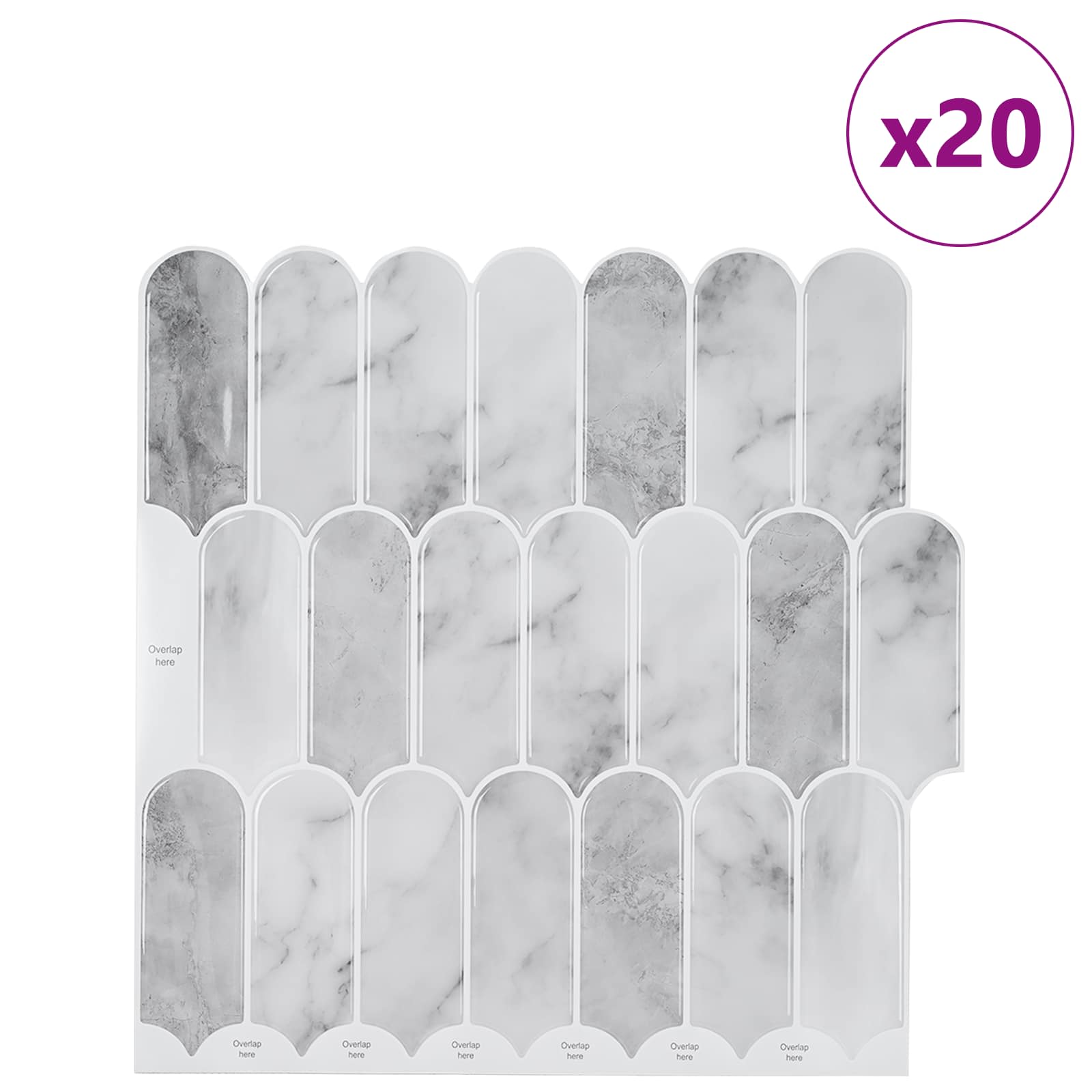 Federfliese 10 pcs Grau Marmor 30 x 30 cm Polyurethan und PET
