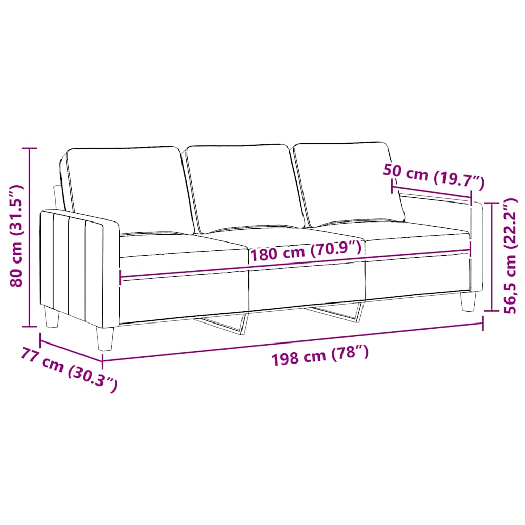 3-Sitzer-Sofa Hellgrau 180 cm Stoff