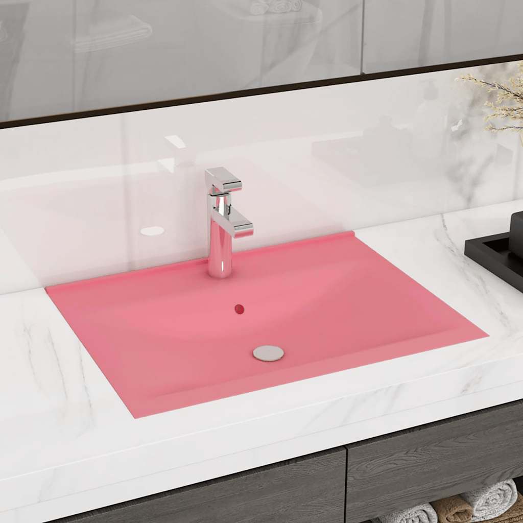 Luxus-Waschbecken mit Hahnloch Matt-Weiß 60x46 cm Keramik