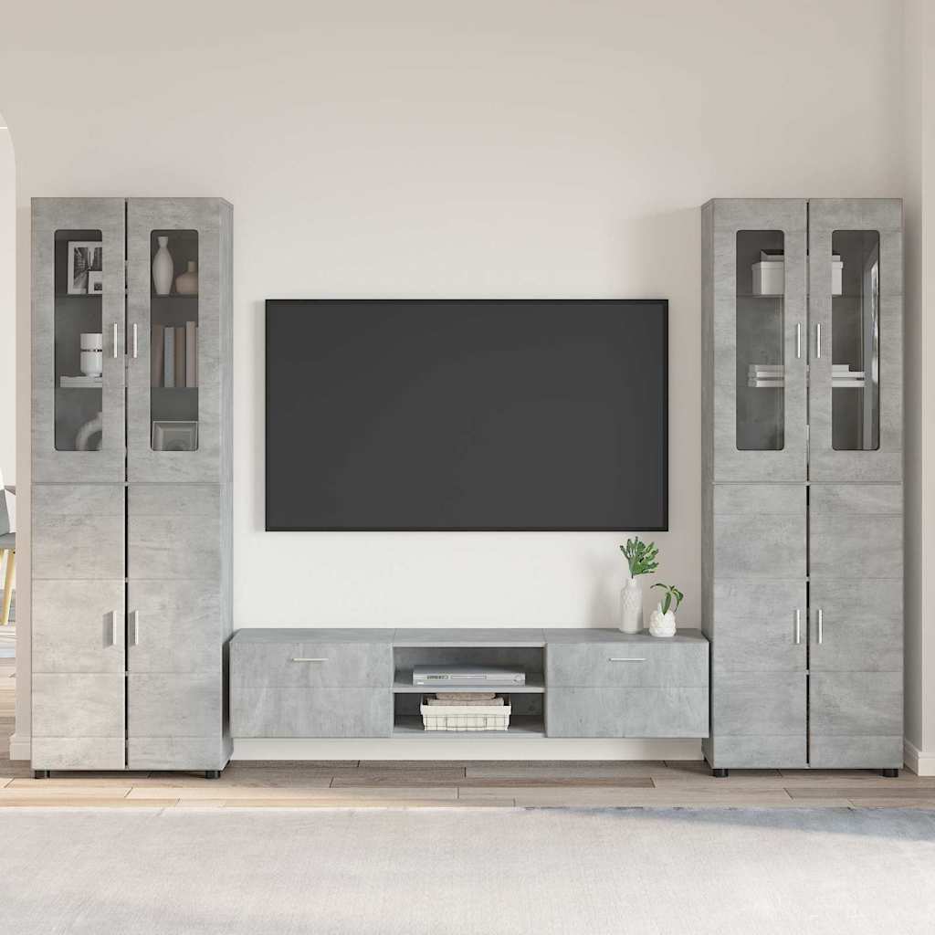 Highboard mit Regal FLORIN Weiß 60 x 35 x 182 cm Holzwerkstoff