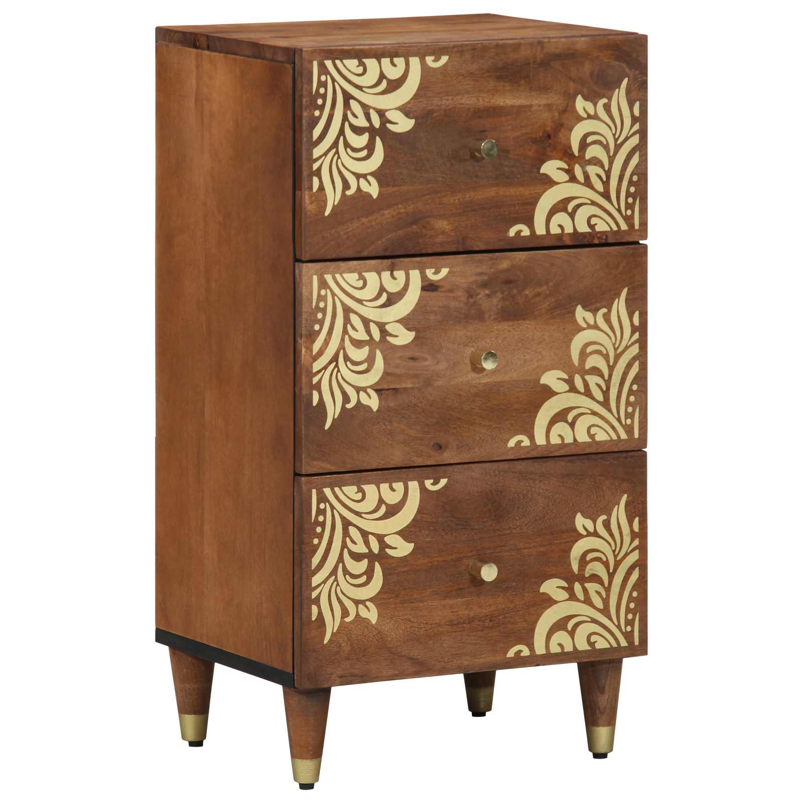 Sideboard Grau und Gold 40 x 33 x 75 cm Massivholz Mango