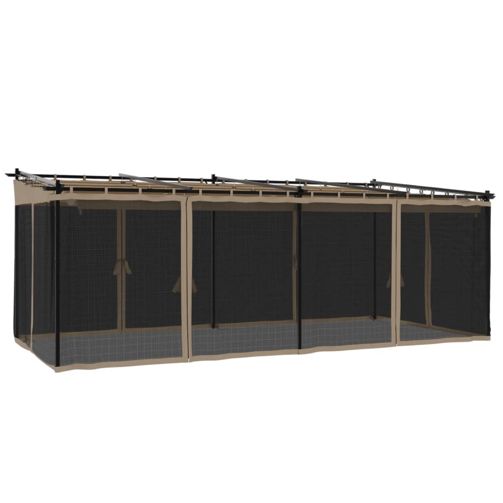 Pavillon mit Netzwände Creme 3x3 m Stahl
