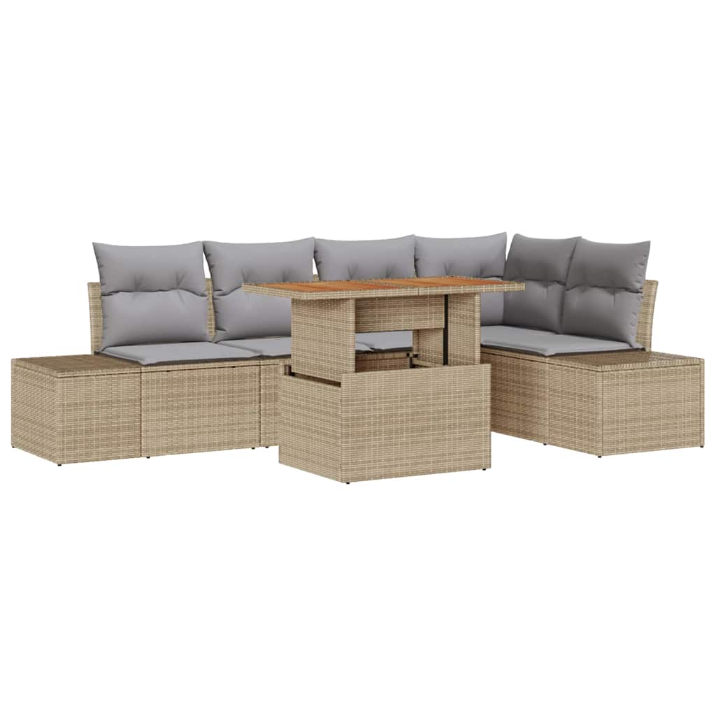 Garten Essgruppe mit Kissen 6 pcs Schwarz und Creme