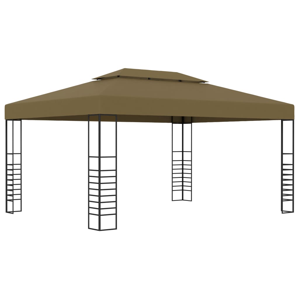 Pavillon mit LED-Lichterkette 4x3x2,7 m Weiß
