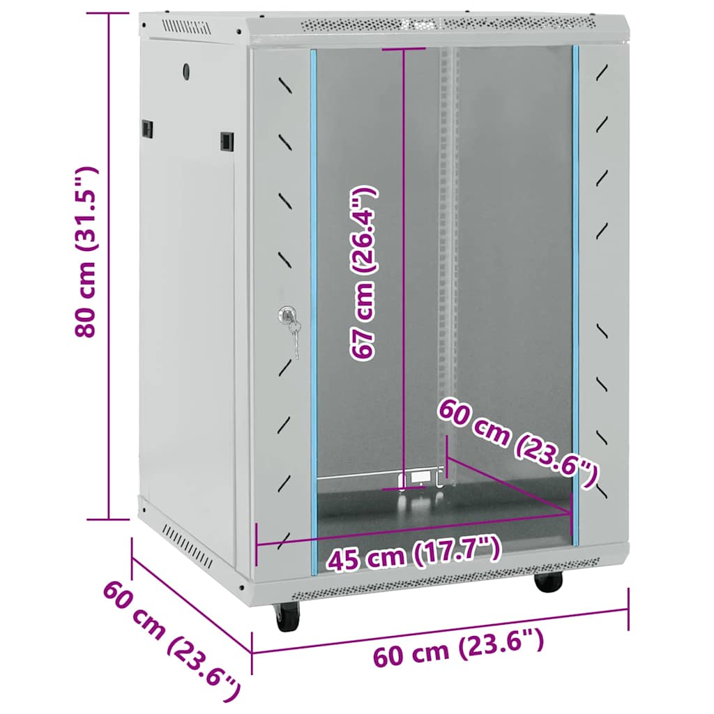 15HE Netzwerkschrank mit Schwenkfüßen 19" IP20 60x45x86 cm