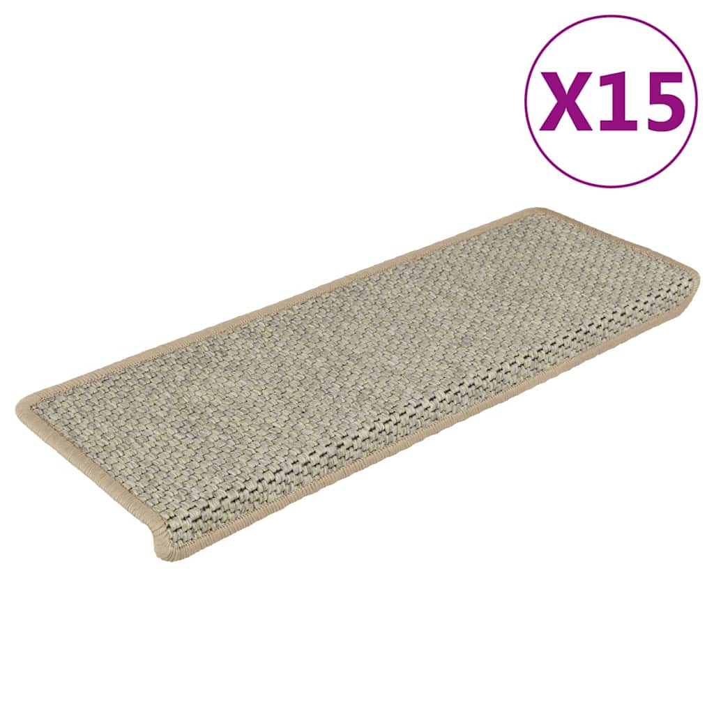 Treppenmatten Selbstklebend Sisal-Look 15 Stk. 65x21x4 Platina